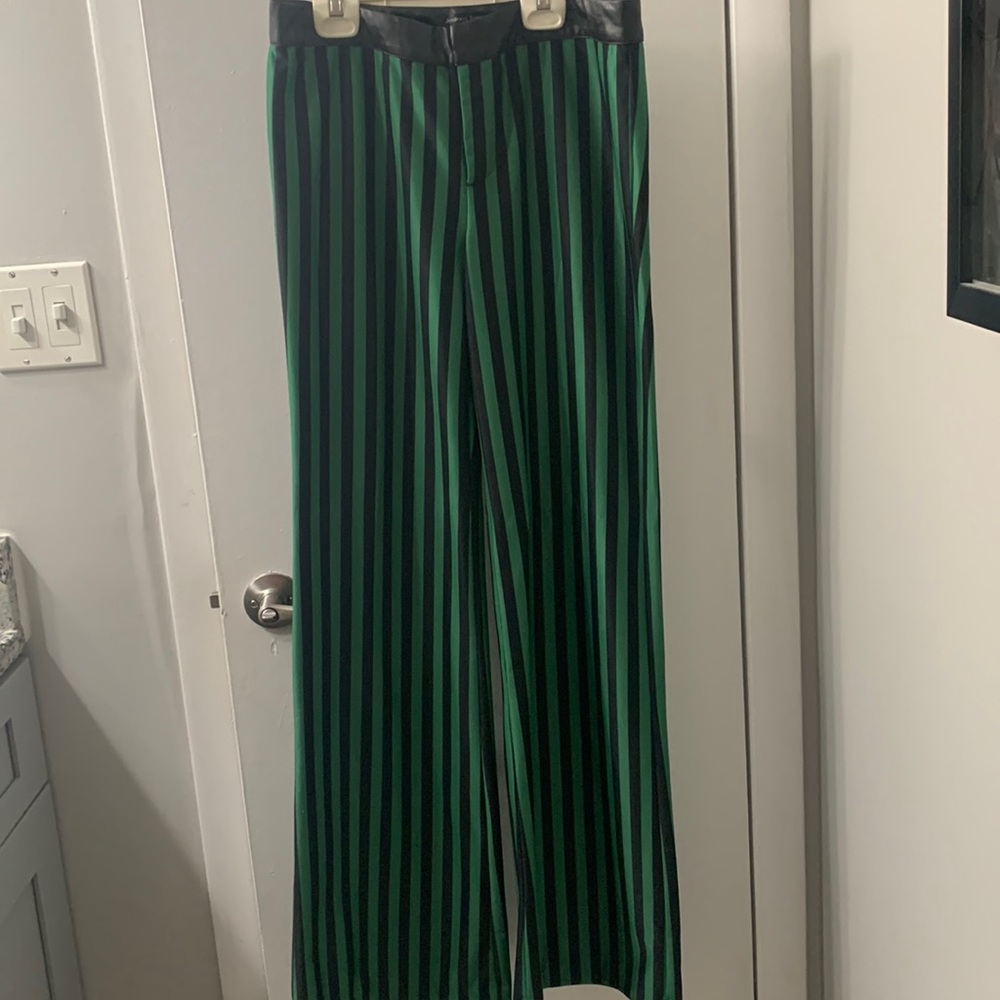Black and green striped dress pants